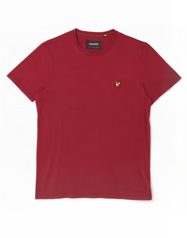 Lyle & Scott Mens T-Shirt Top Large Burgundy Cotton