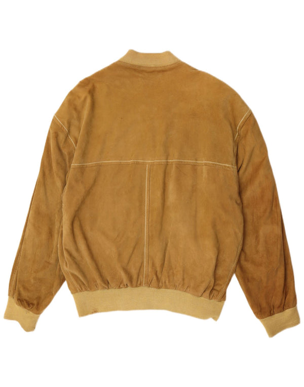 Hugo Boss Chaqueta bomber de ante holgada para hombre EU 48 Cuero marrón medio