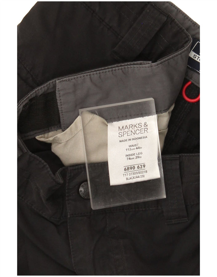 Marks & Spencer Mens Straight Cargo Trousers W44 L29 Black Cotton