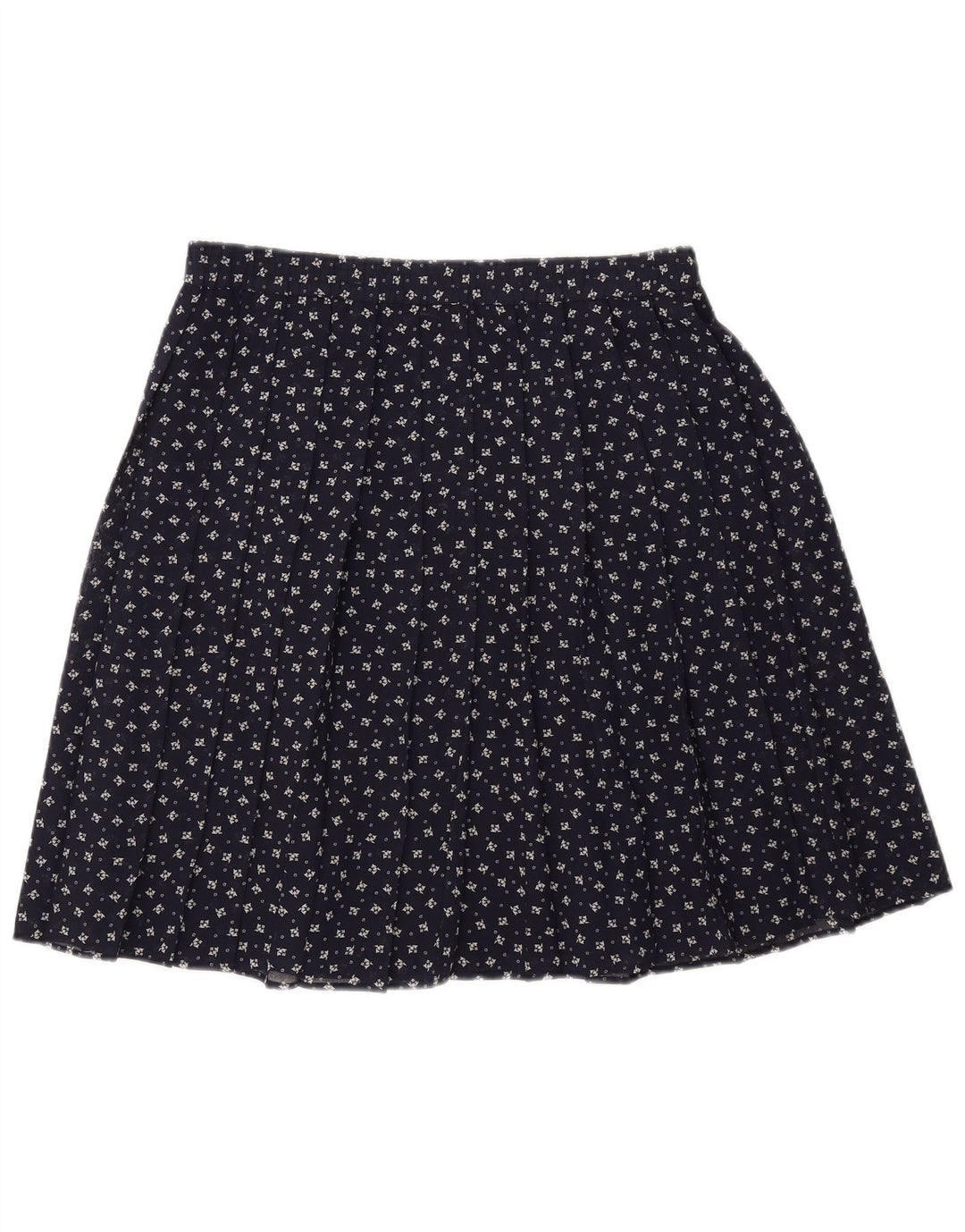 GVB Womens A-Line Skirt UK 10 Small W34  Navy Blue Floral Polyester