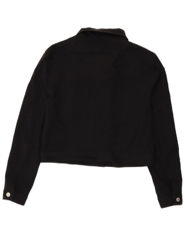 Benetton Womens Crop Bomber Jacket UK 14 Large Black Polyester