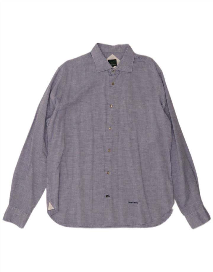 Camicia da uomo Henry Cottons taglia 43 grande cotone blu