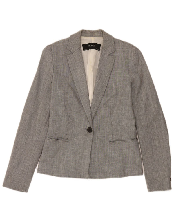 Sacou blazer pentru femei Zara, cu 1 nasture, UK 6 XS, poliester chevron gri