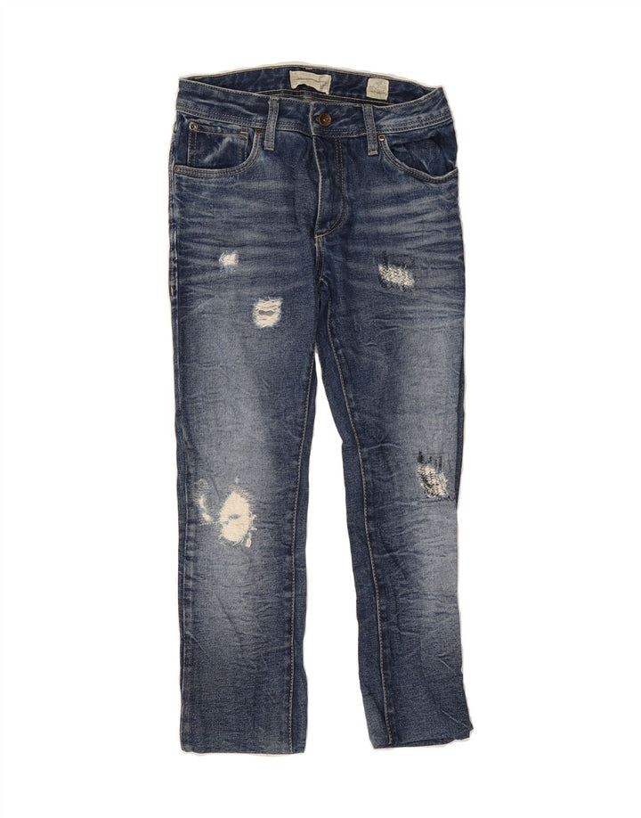 JACK & JONES Mens Distressed Straight Jeans W30 L24 Blue Cotton Vintage Jack & Jones and Second-Hand Jack & Jones from Messina Hembry 