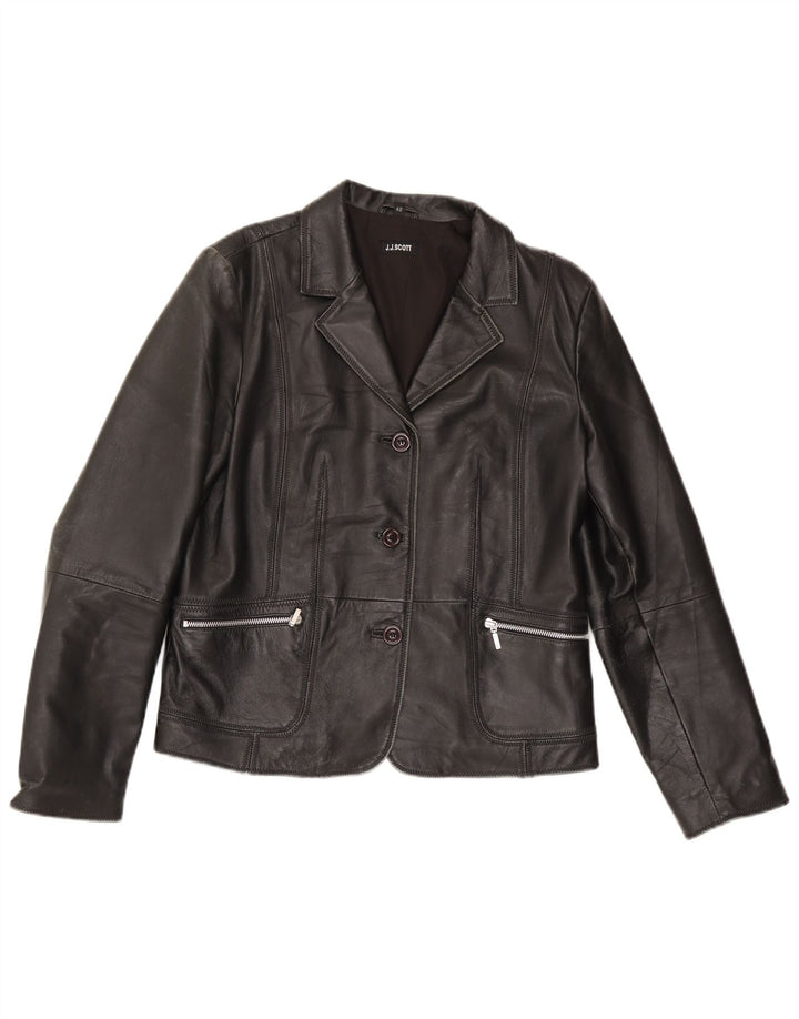 J.J.Scott Chaqueta Blazer de Cuero con 3 Botones para Mujer IT 42 Medium Black