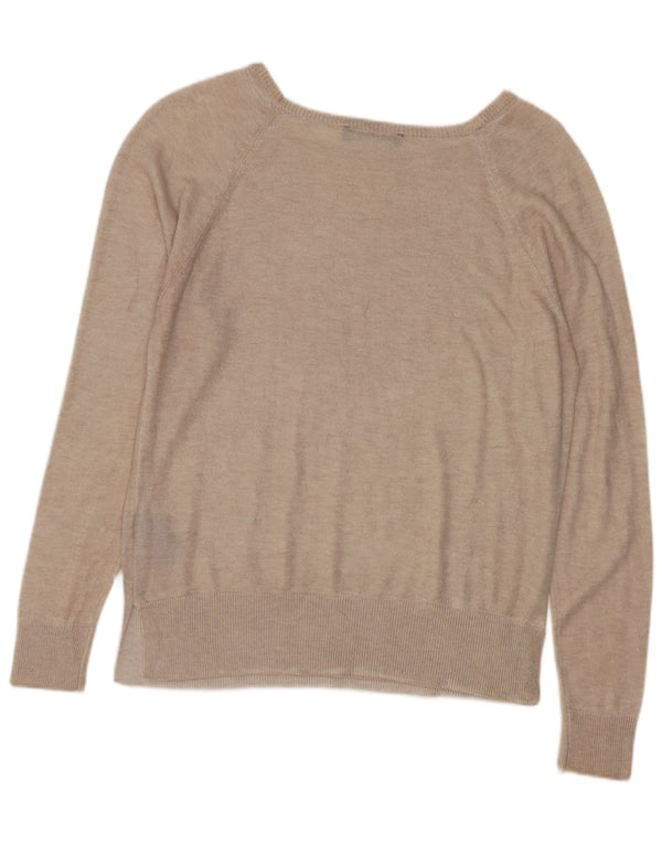 Zara Dame Boat Neck Jumper Sweater UK 10 Small Beige Viscose