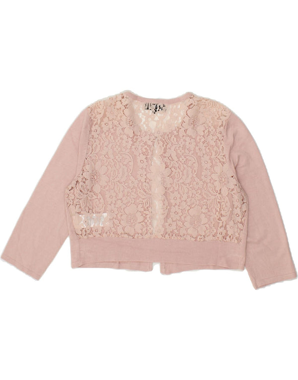DEBUT Womens Crop 3/4 Sleeve Cardigan Sweater UK 14 Medium Pink Floral