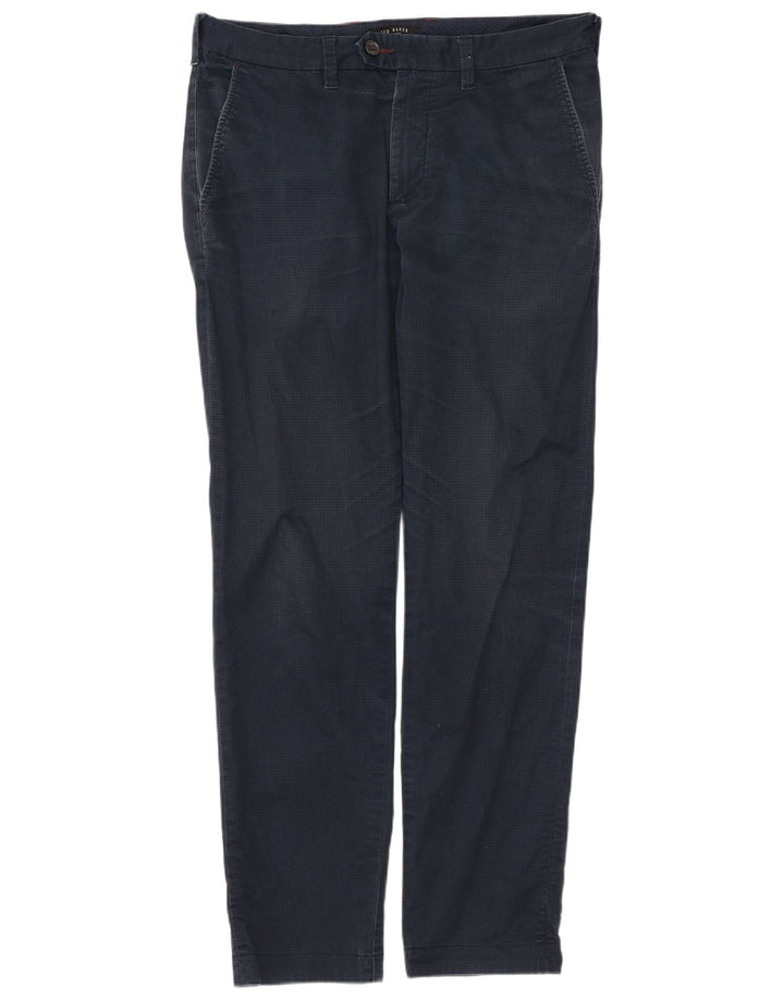 Pantaloni da abito slim da uomo Ted Baker W30 L29 in cotone blu navy