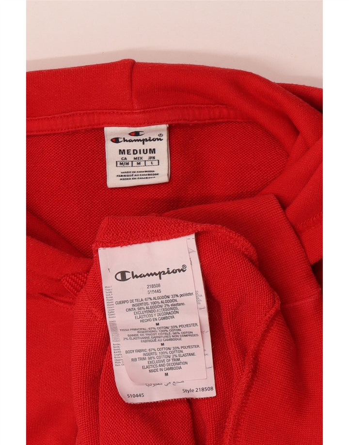 Champion Mens Graphic Hoodie Jumper Medium Red Cotton