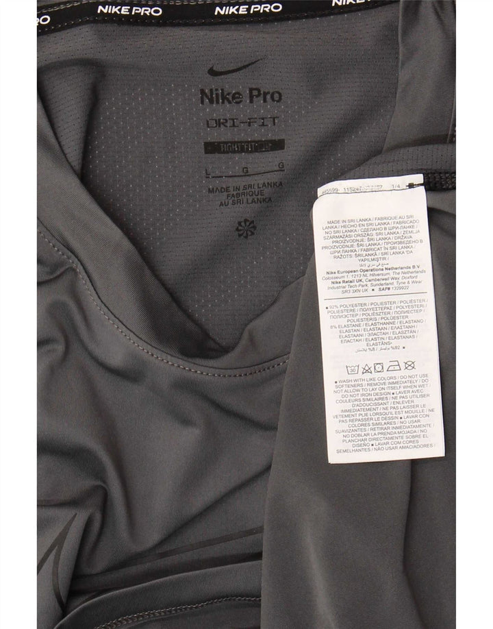 Nike Mens Dri Fit Slim Fit Graphic T-Shirt Top Large Grey Polyester