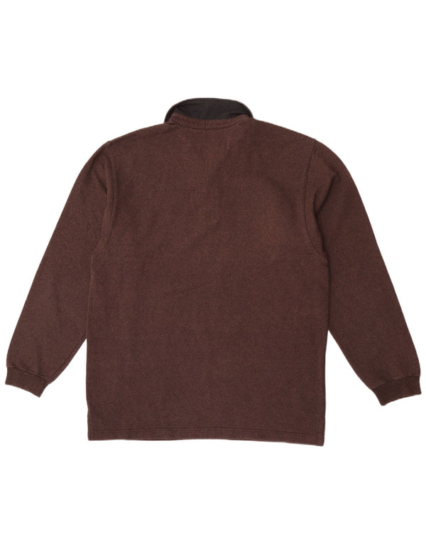 Champion Mens Long Sleeve Polo Shirt Large Brown Cotton