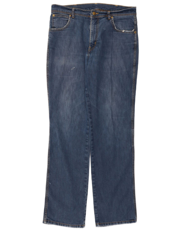 Wrangler Mens Regular Fit Straight Jeans W34 L32 Blue Cotton