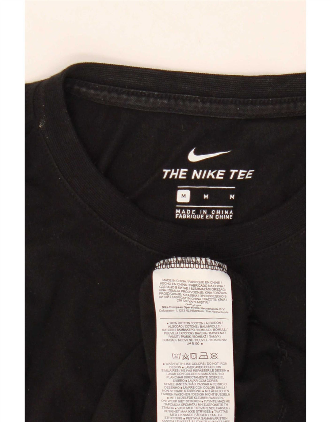 Nike Mens Camiseta Top Médio Algodão Preto