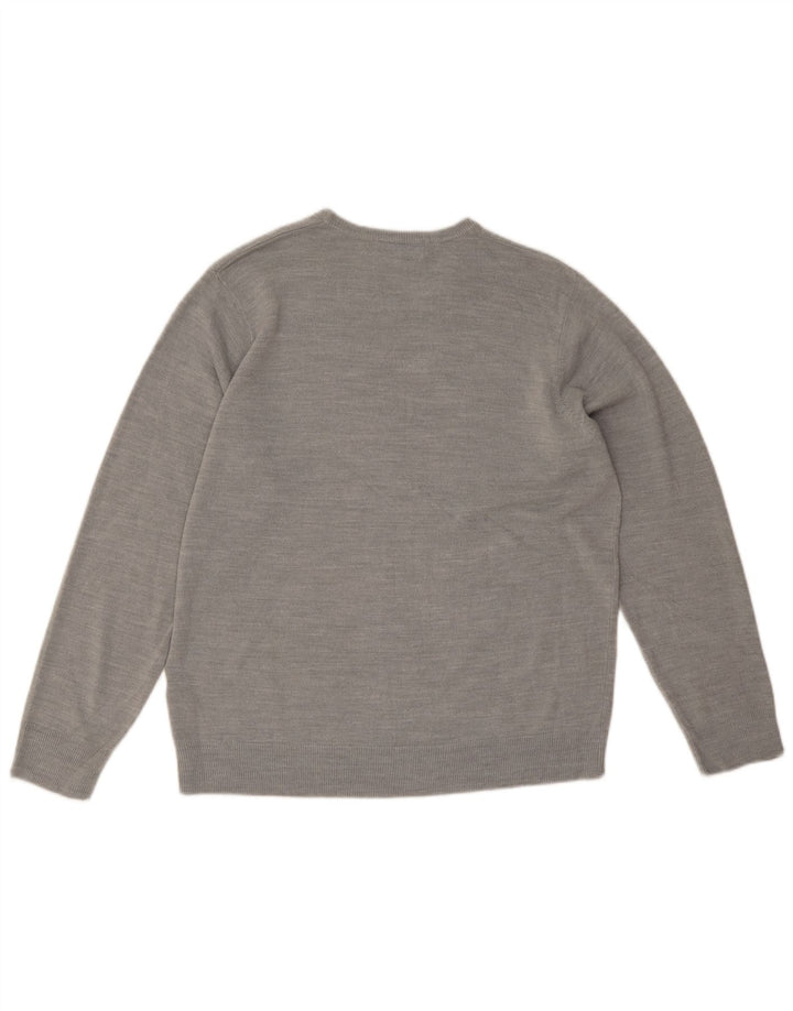 Marks & Spencer Mens Crew Neck Jumper Sweater Large Grey Acrylic