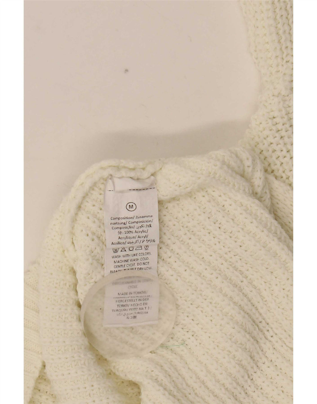 Vintage Womens Oversized Boat Neck Jumper Sweater UK 14 Medium White