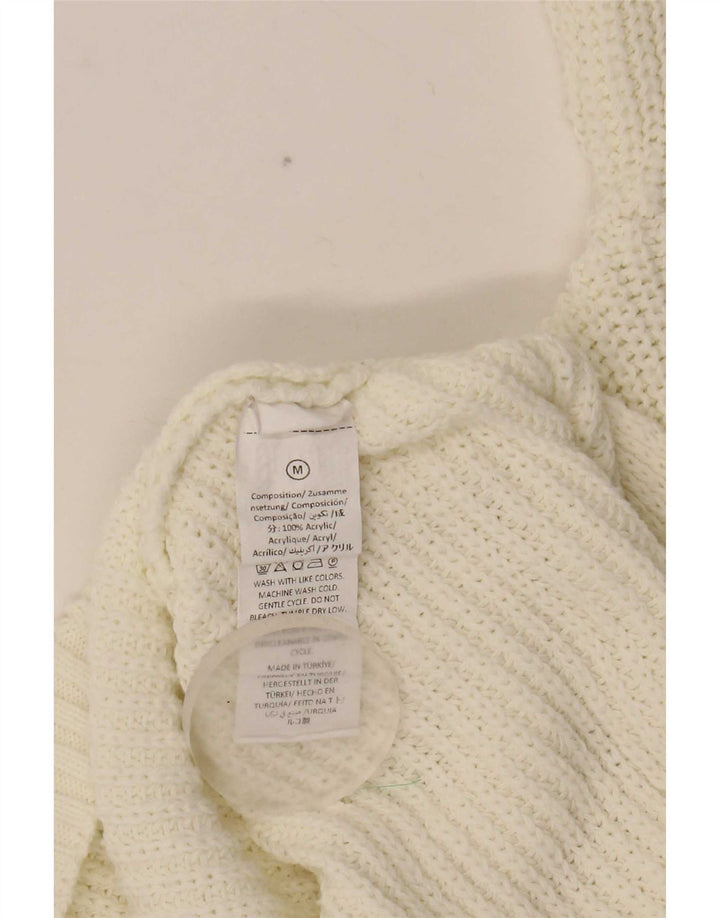 Vintage Womens Oversized Boat Neck Jumper Sweater UK 14 Medium White