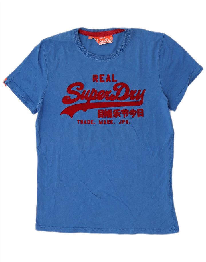 Superdry Mens Graphic T-Shirt Top Large Blue Cotton