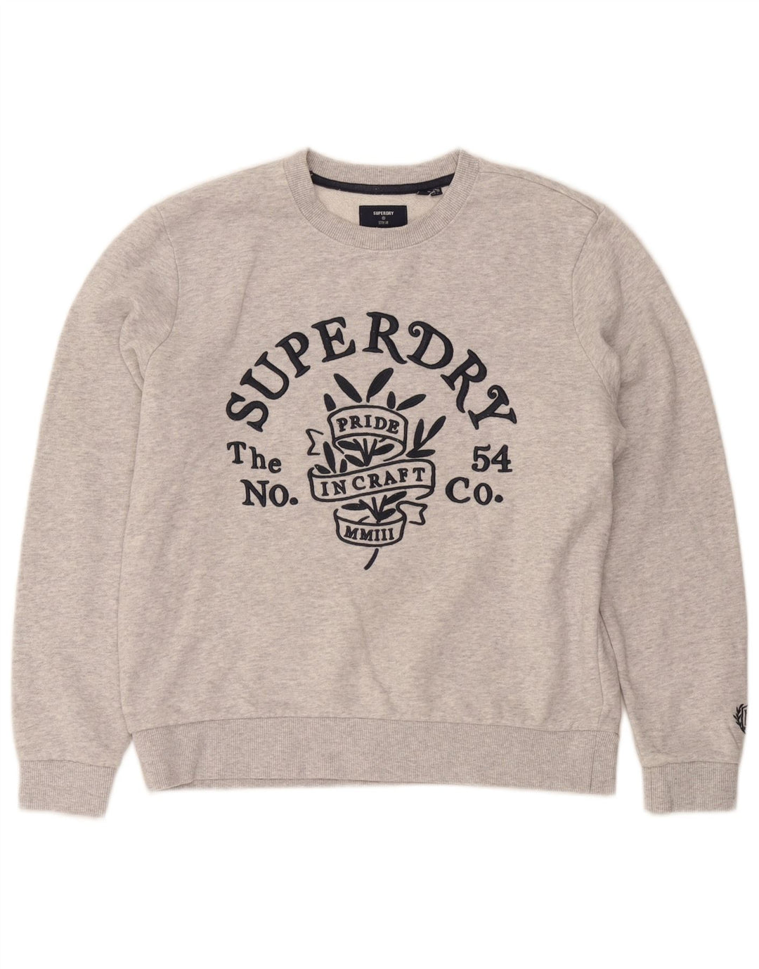 Superdry Womens Graphic Oversized Sweatshirt Jumper UK 10 Small Grey Cotton