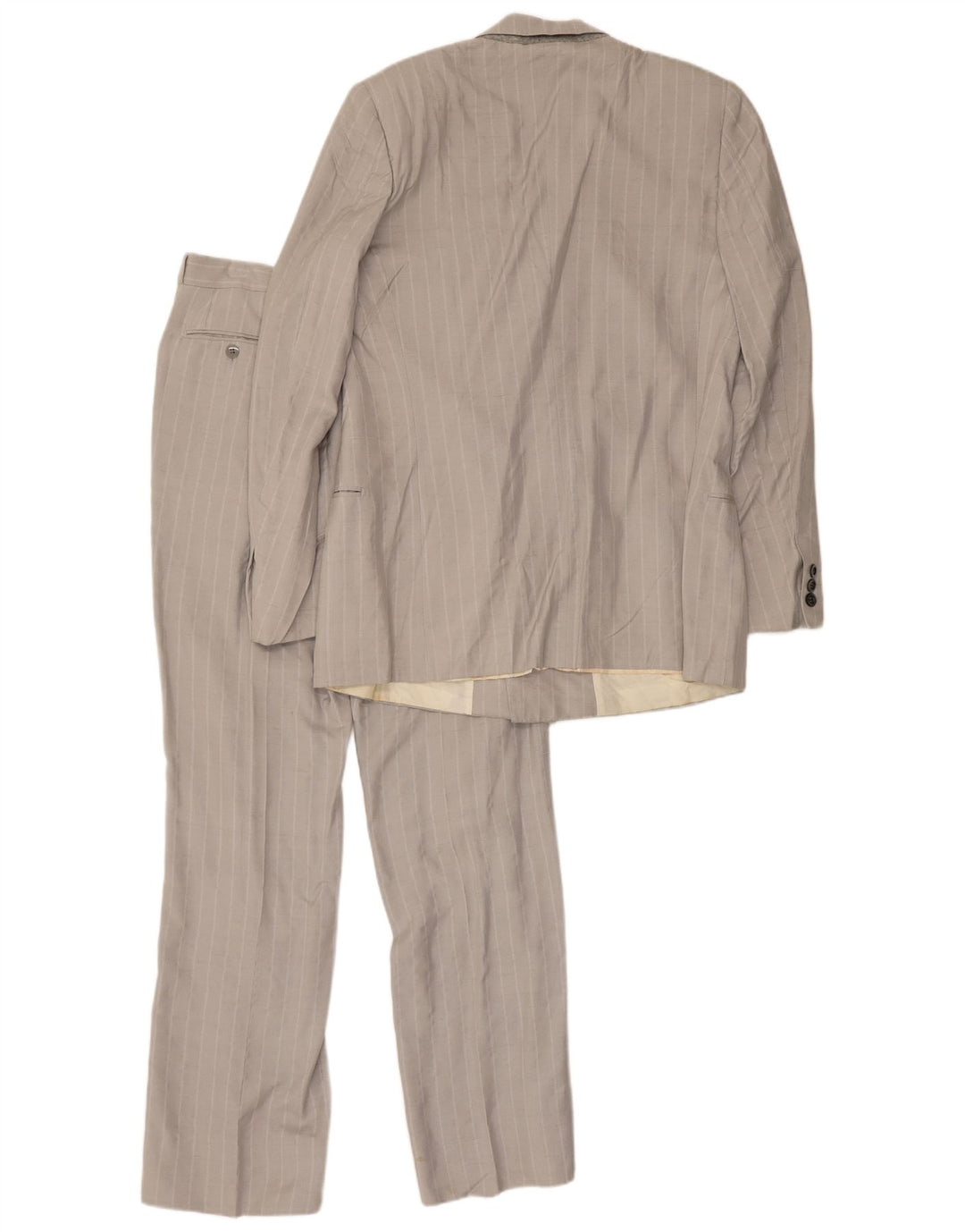 Vintage Mens 2 Piece Suit IT 50 Medium W30 L30 Grey Pinstripe Silk