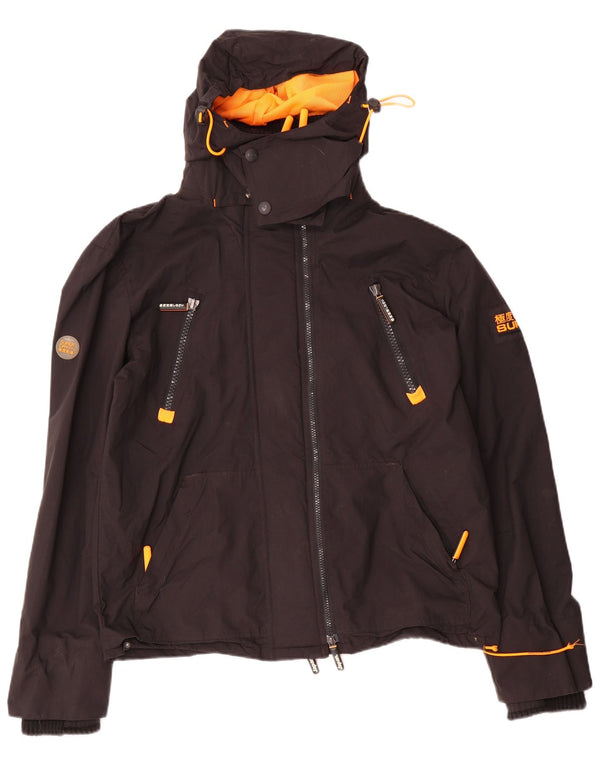 Superdry Mens Hooded Windbreaker Jacket UK 42 XL Black Nylon