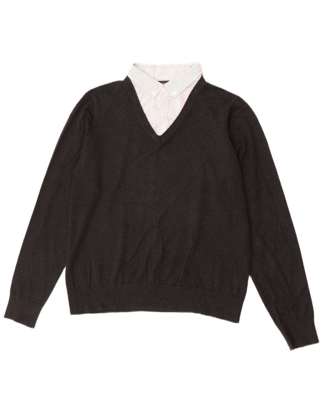 Marks & Spencer Herren Autograph Pullover mit V-Ausschnitt aus mittelschwarzer Baumwolle