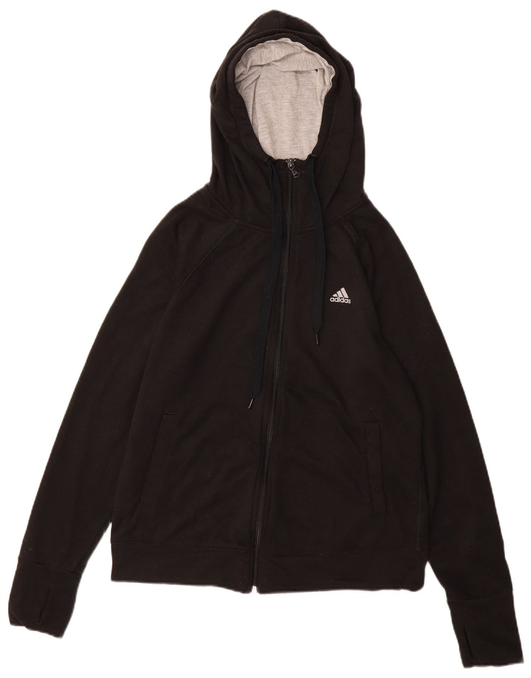 Adidas Dame Climalite Hættetrøje Sweater med lynlås UK 12/14 Medium Sort Polyester