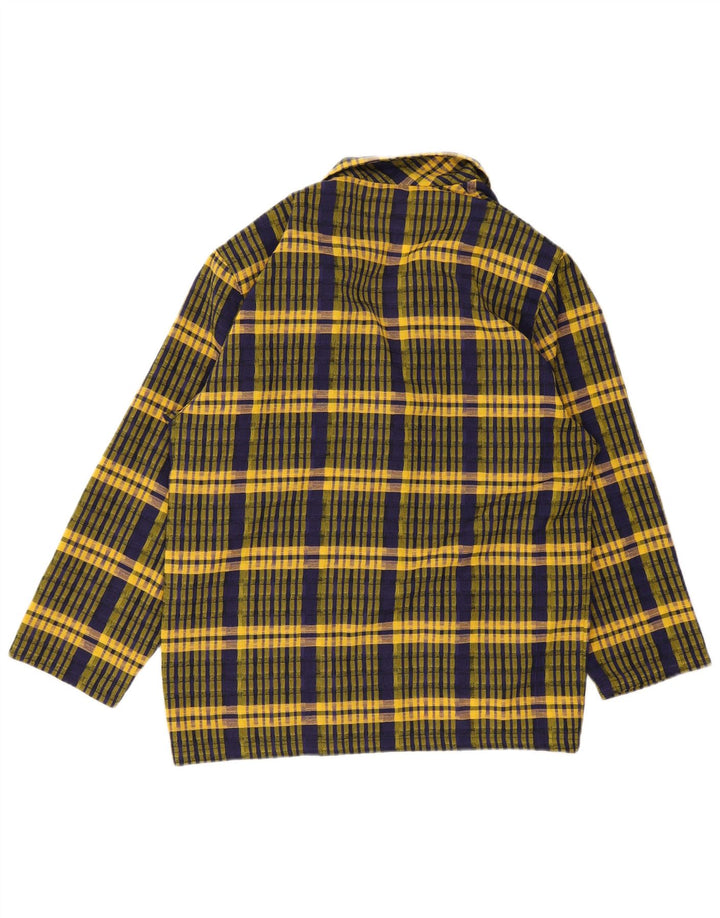 Vintage Damen 2-Knopf-Blazerjacke UK 16 Großer gelber Karo