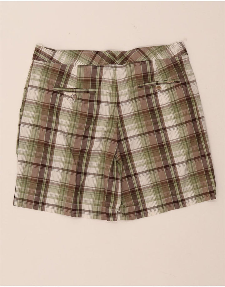 IZOD Womens Chino Shorts US 8 Medium W32  Khaki Check Cotton