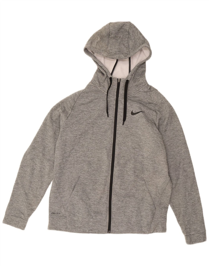 Nike Herren Dri Fit Kapuzenpullover mit Reißverschluss, groß, grau, Polyester
