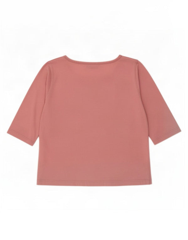 Top Asics Donna Manica 3/4 UK 12 Cotone Rosa Medio