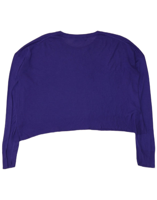 Zara Womens Crop Oversized Crew Neck sweater UK 14 Medium Purple