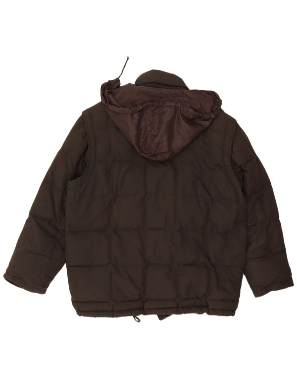 Fay Mens Hooded Loose Fit Padded Jacket UK 40 Large Brown