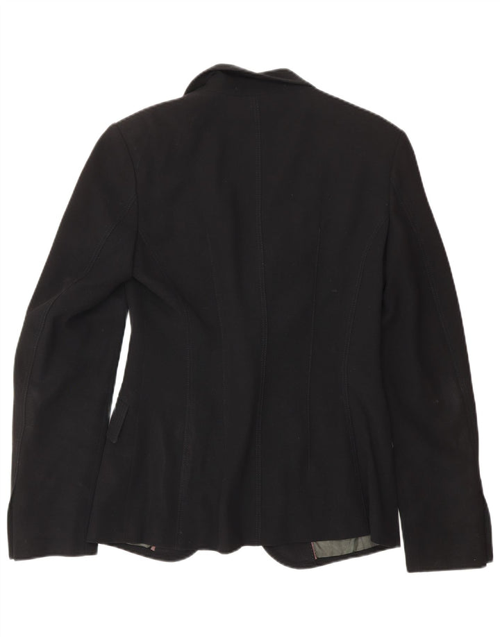 Jigsaw Womens 1 Button Blazer Jacket UK 8 Small Black Wool Classic