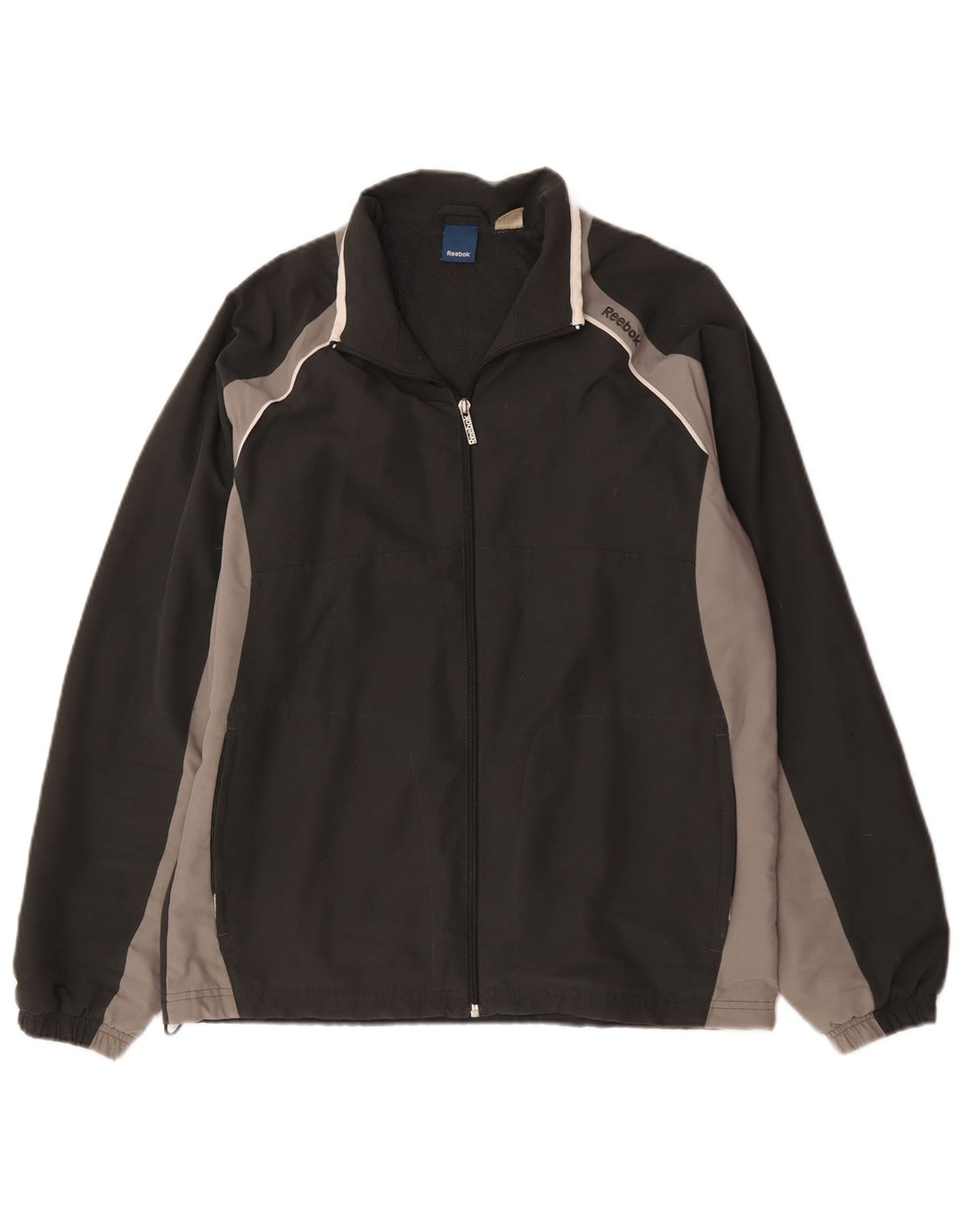 Reebok Mens Tracksuit Top Jacket Small Black Colourblock Polyester