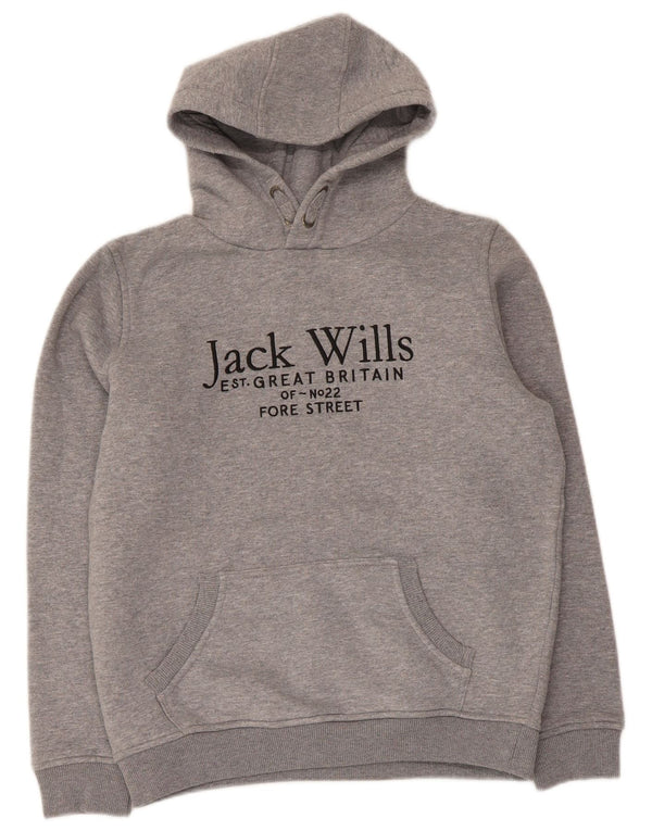 Chłopięcy sweter z kapturem Jack Wills z grafiką 12-13 lat, szara bawełna