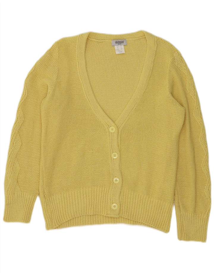 DELMOD Womens Cardigan Sweater UK 10 Small Yellow Polyester