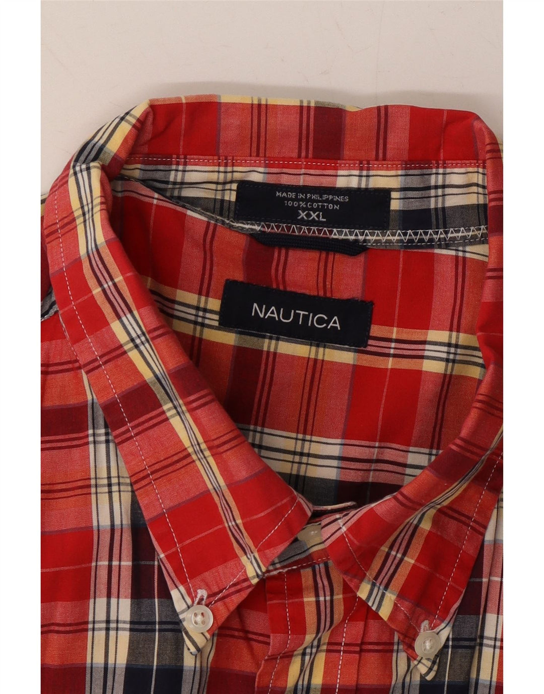 NAUTICA Mens Short Sleeve Shirt 2XL Red Check Cotton Vintage Nautica and Second-Hand Nautica from Messina Hembry 