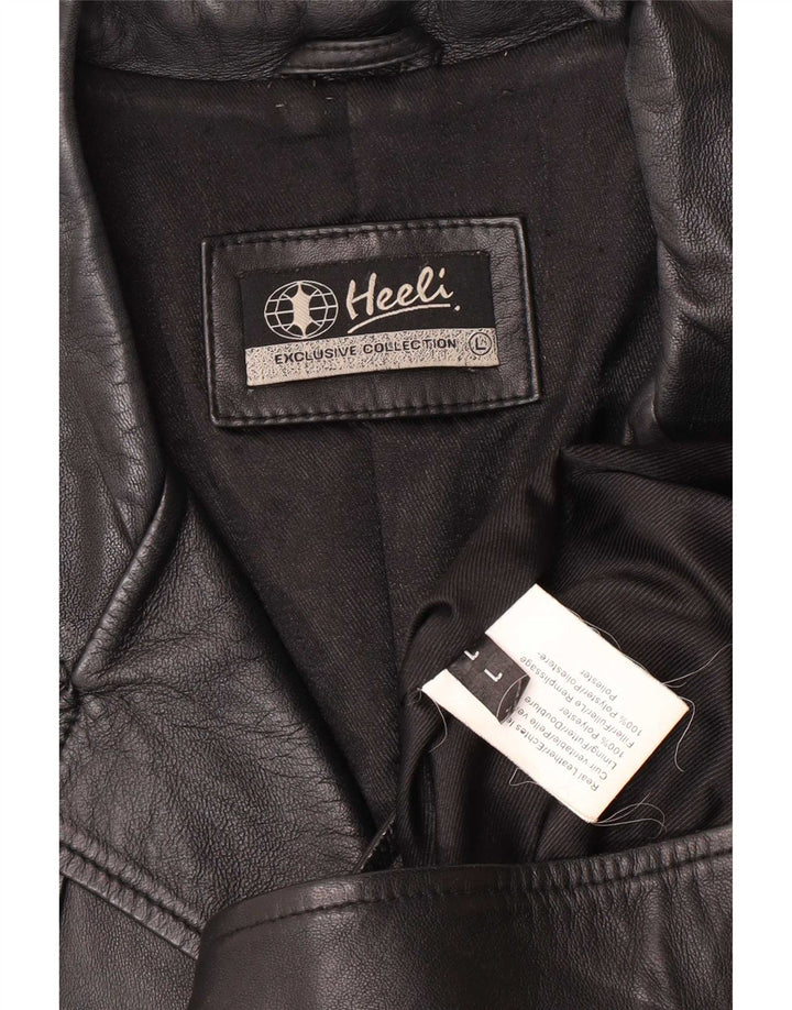 Heeli Veste blazer en cuir à 5 boutons pour femme UK 16 Large Noir
