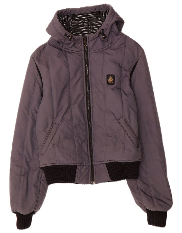 Refrigiwear Womens Hooded Rain Jacket IT 44 Medium Grey Colourblock Nylon