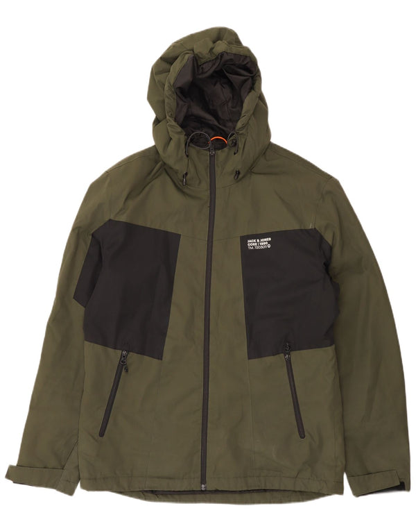 Jack & Jones Ανδρικό μπουφάν με κουκούλα αντιανεμικό UK 40 Large Khaki Colourblock