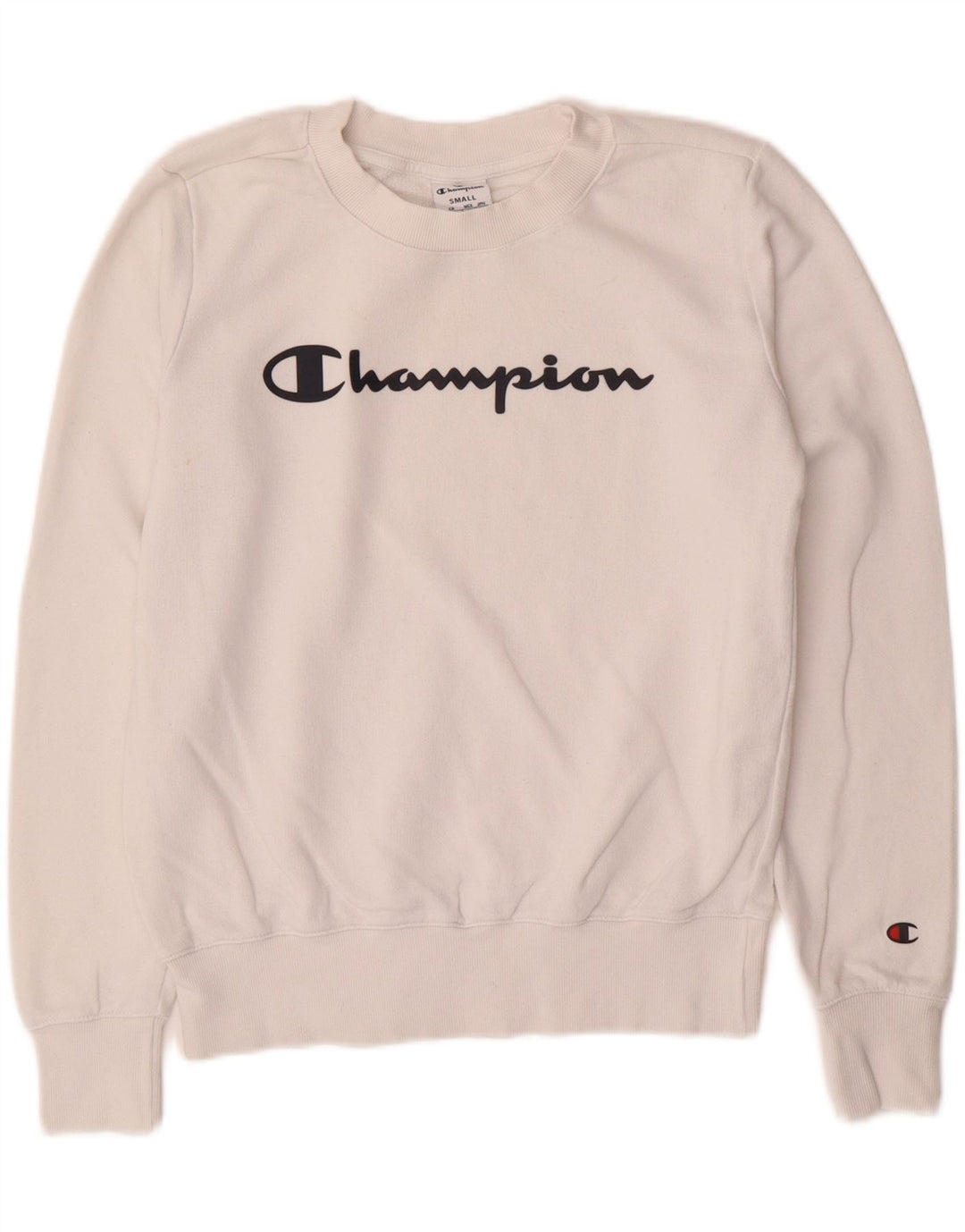 Champion Womens Graphic Sweatshirt Jumper UK 10 Small White Cotton
