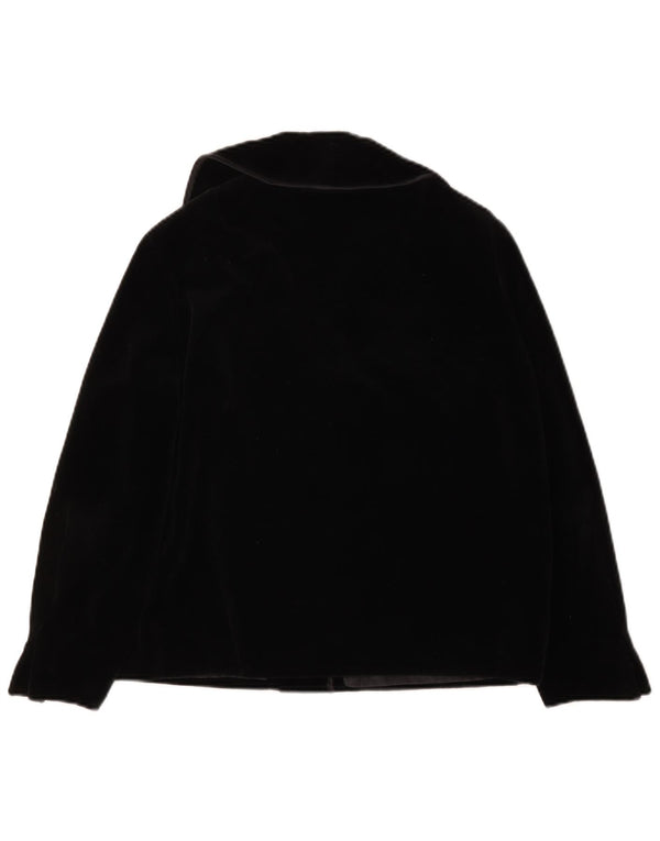 Jaqueta blazer feminina vintage de veludo com 4 botões Reino Unido 14 grande preta