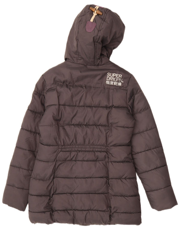 Superdry Abrigo acolchado Sherpa con capucha para hombre, talla 40, poliéster gris pequeño