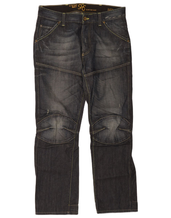 G-Star Mens Elwood Straight Jeans W34 L30 Navy Blue Cotton