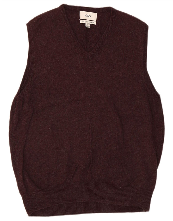 Marks & Spencer Mens Vest Tank Top Large Brown Flecked Wool
