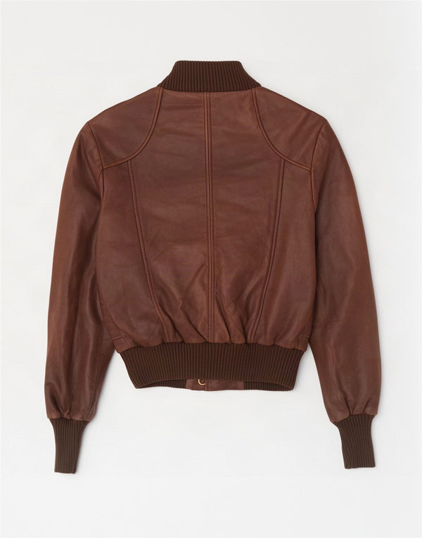 Oasis Dame Crop Læderjakke UK 6 XS Brun