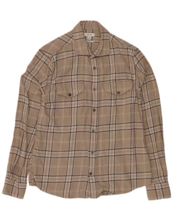 Reiss Herre Regular Fit Flanellskjorte Medium Beige Ternet bomuld