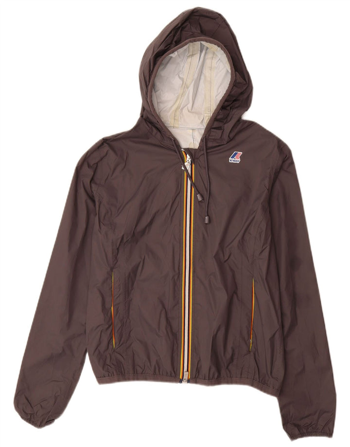 K-WAY Boys Hooded Rain Jacket 6-7 Years Grey Polyamide