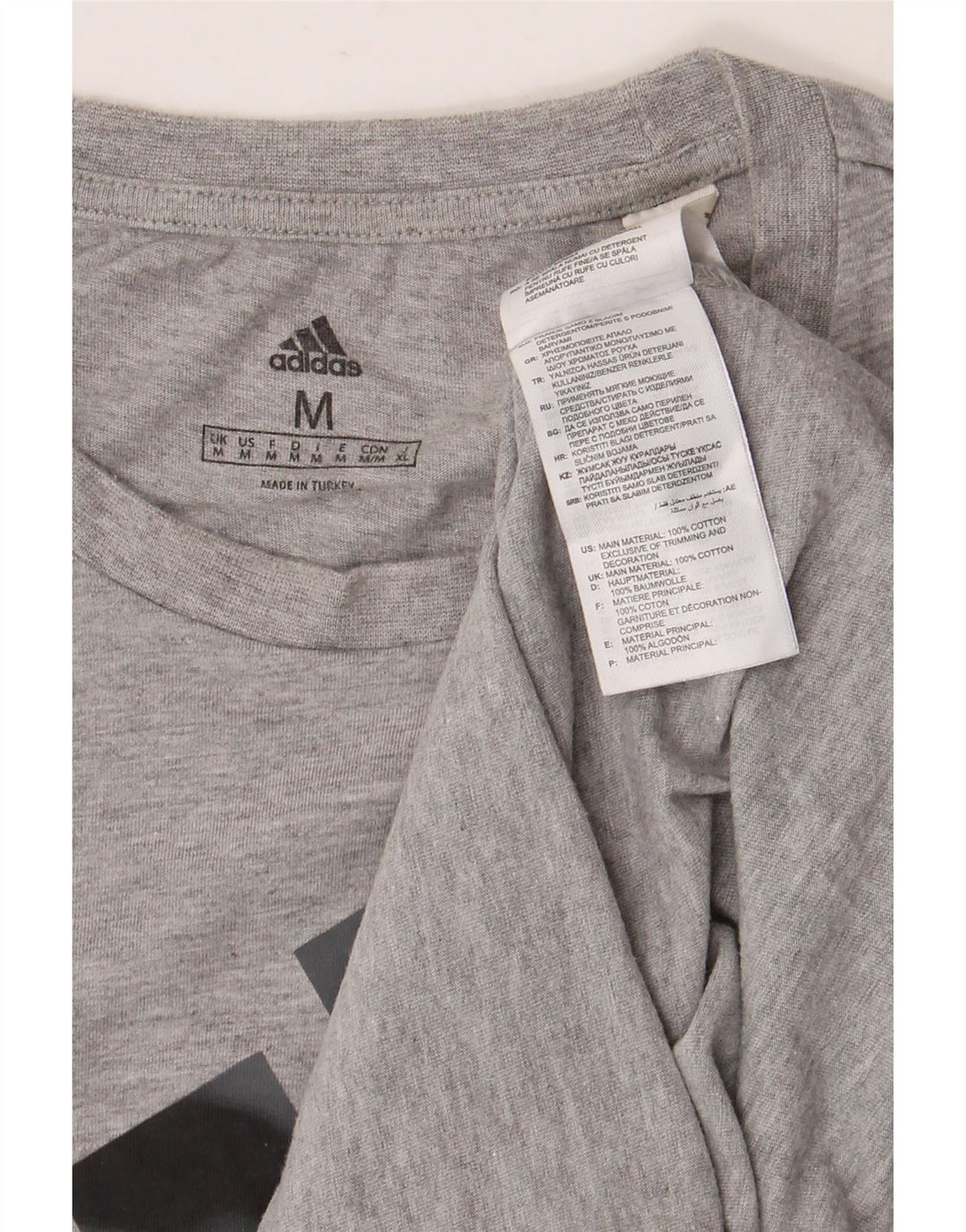 ADIDAS Mens Graphic T-Shirt Top Medium Grey Flecked Cotton