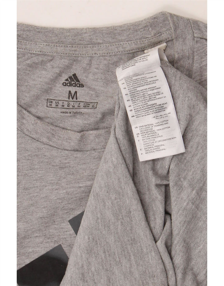 ADIDAS Mens Graphic T-Shirt Top Medium Grey Flecked Cotton